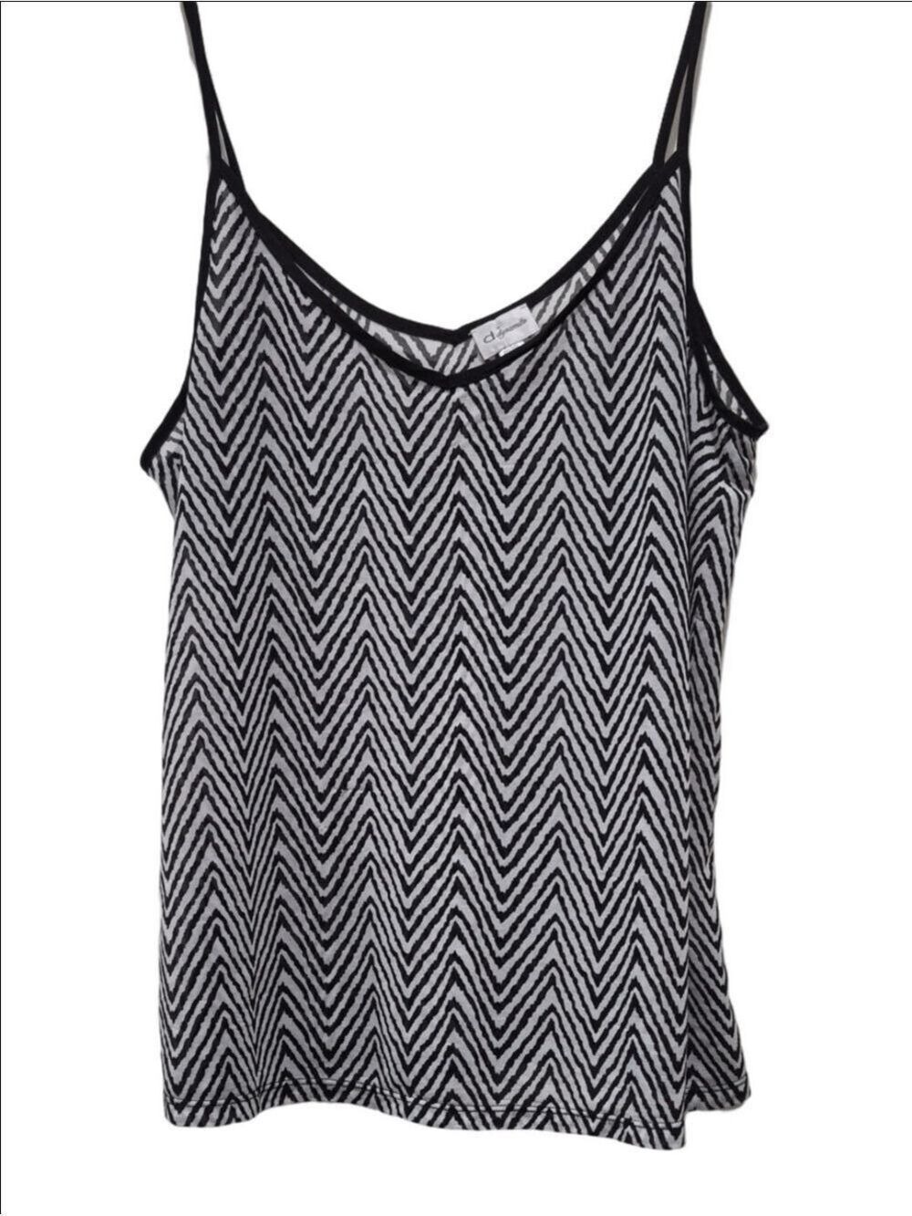 Dynamite Black and White Chevron ZIG-Zag Camisole Tank Top Sz M